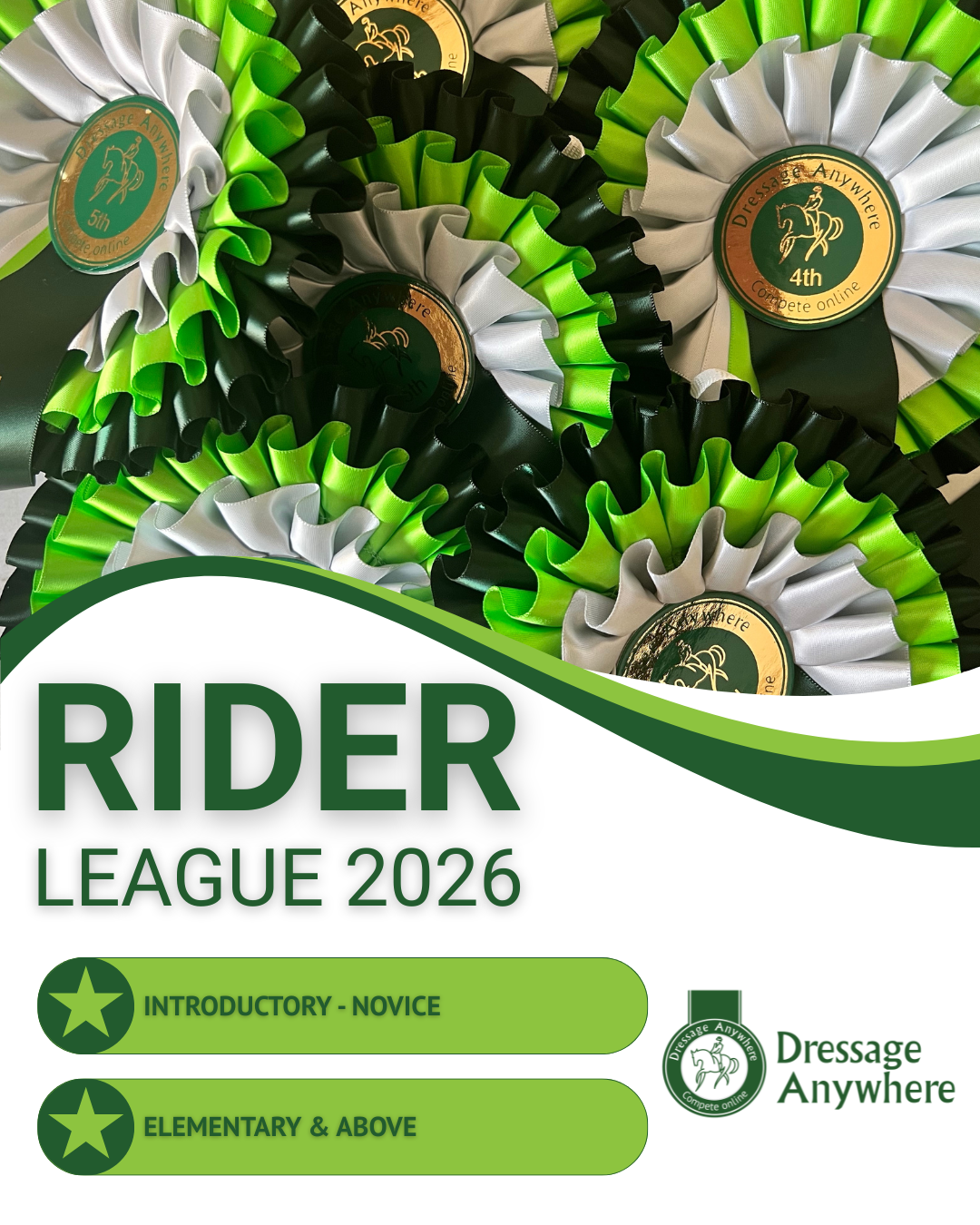 Championship style rosettes - dark green, light green and white