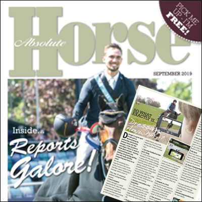 Absolute Horse Magazine cover and online dressage article