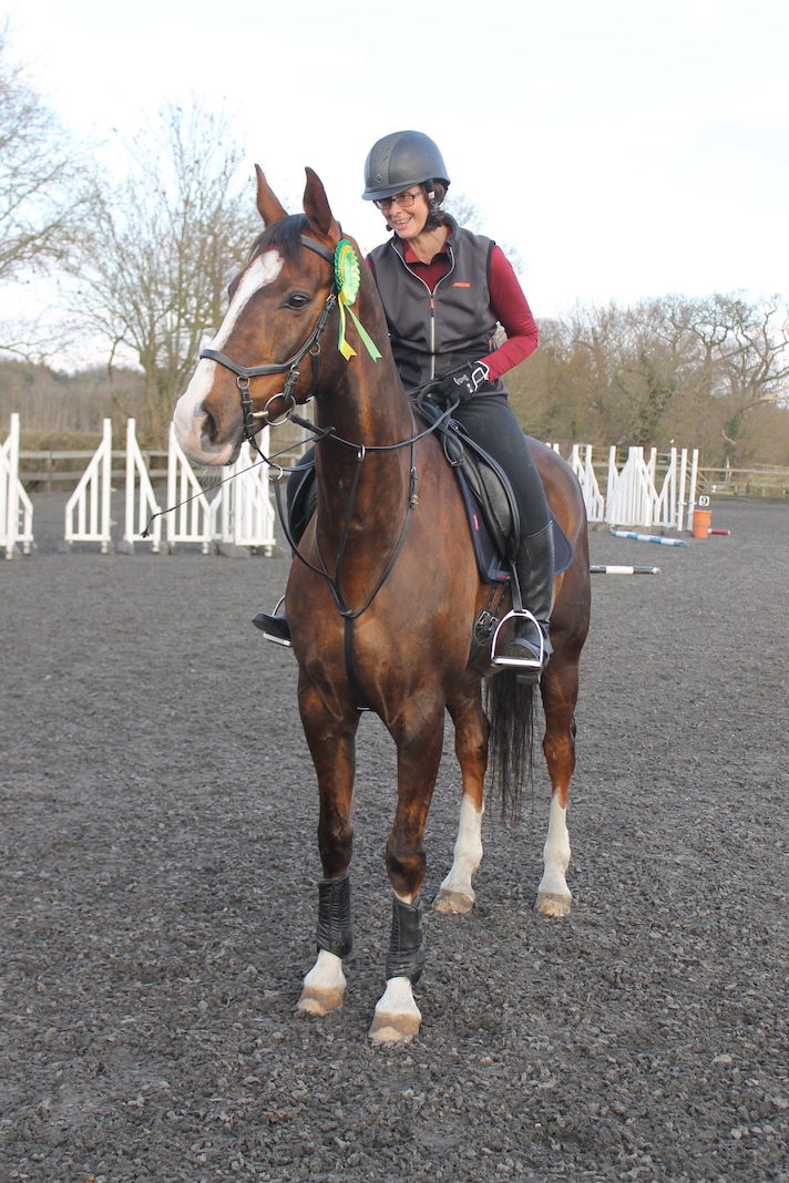 Angela Felstead and Denzil with third place rosette