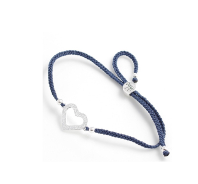 Sterling Silver Hammered Heart Friendship Bracelet